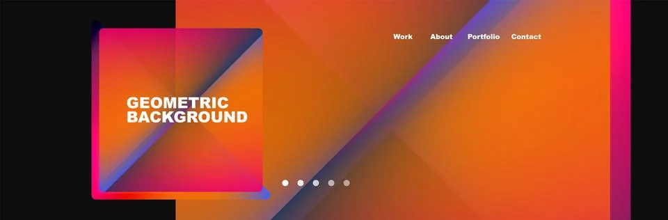 Colorful fluid gradient triangles and squares web site template. Vector Stock Illustration