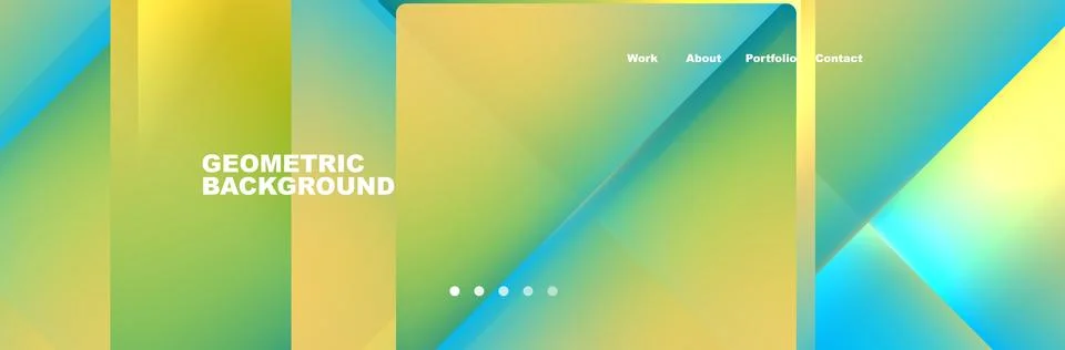 Colorful fluid gradient triangles and squares web site template. Vector Stock Illustration