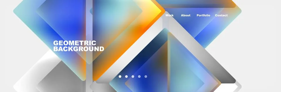 Colorful fluid gradient triangles and squares web site template. Vector Stock Illustration