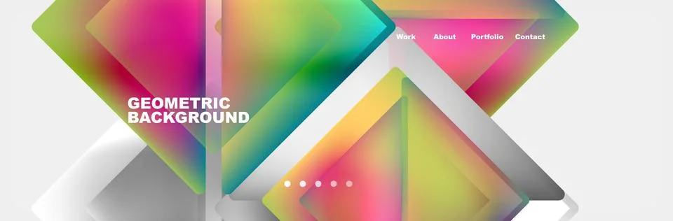 Colorful fluid gradient triangles and squares web site template. Vector Stock Illustration