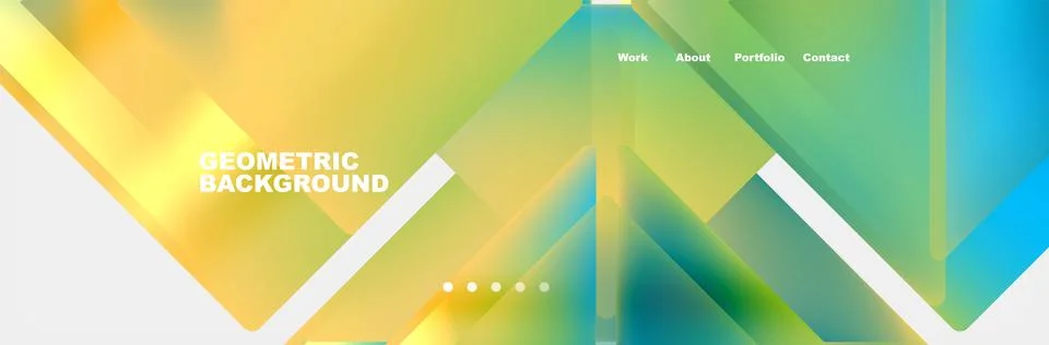Colorful fluid gradient triangles and squares web site template. Vector Stock Illustration