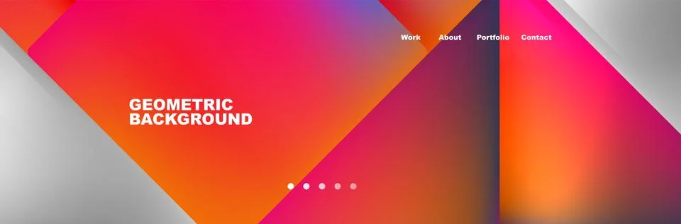 Colorful fluid gradient triangles and squares web site template. Vector 스톡 일러스트