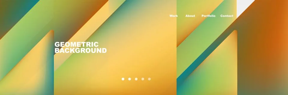 Colorful fluid gradient triangles and squares web site template. Vector Stock Illustration