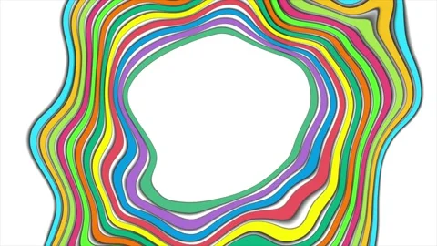 Colorful fluid wavy circular lines pattern abstract geometric motion background Stock Footage 341548856