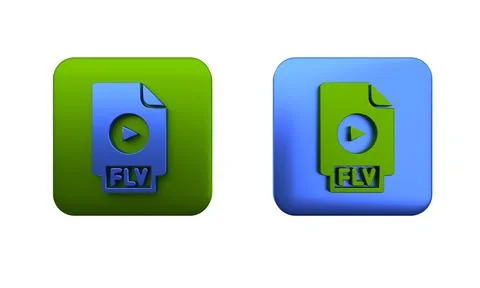 Colorful FLV file document video file format. Download flv button icon isol.. Illustrazione stock