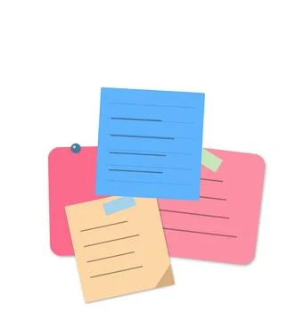 Colorful folded paper notes with grid lines Stock Illustration