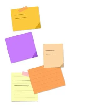 Colorful folded paper notes stack flat Stock Illustration