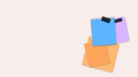 Colorful folded paper stack with sticky notes Stock Illustration