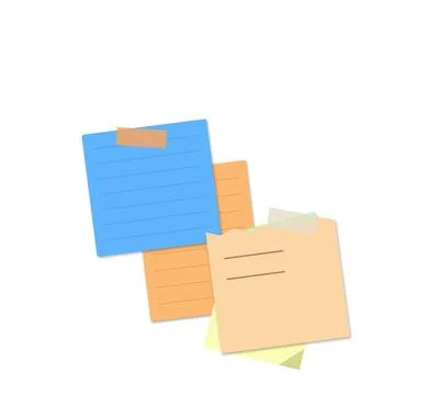 Colorful folded sticky notes on flat surface Stock Illustration
