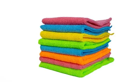 Colorful Folded Towels Stack Stock Photos