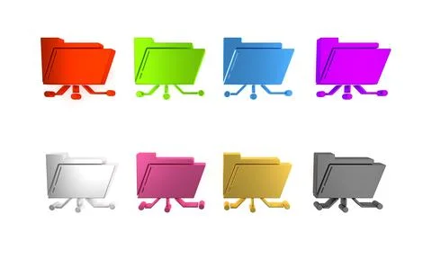 Colorful Folder and lock icon isolated on white background. Cyber defense. .. Illustrazione stock