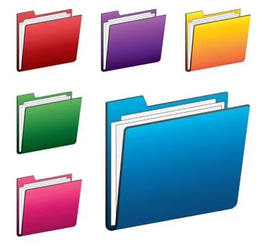 Colorful folder icons set 스톡 일러스트