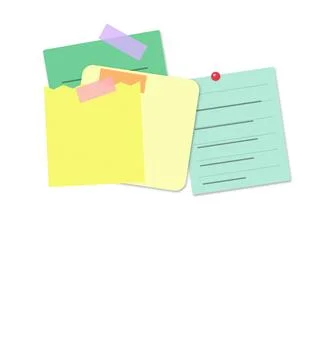 Colorful folders with sticky notes and pin Stock Illustration