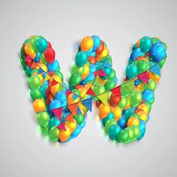 Colorful font made by ballons, vector. Stock Illustration