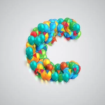 Colorful font made by ballons, vector. Illustrazione stock