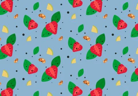 Colorful food pattern. Seamless vector vegan background. Illustrazione stock