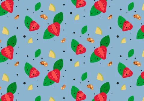 Colorful food pattern. Seamless vector vegan background. Illustrazione stock