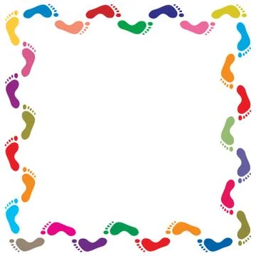 Colorful footprints border Stock Illustration