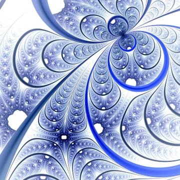 Colorful fractal flower pattern, blue digital artwork Stock Illustration
