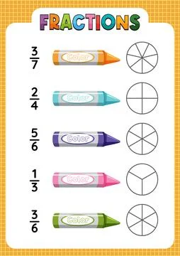 Colorful Fractions Learning Chart Illustrazione stock