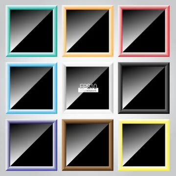 Colorful frame vector set Stock Illustration
