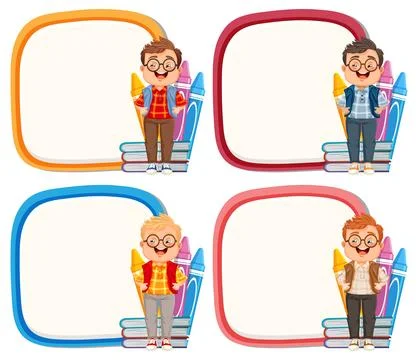 Colorful Frames with Cartoon Schoolboy Illustrazione stock