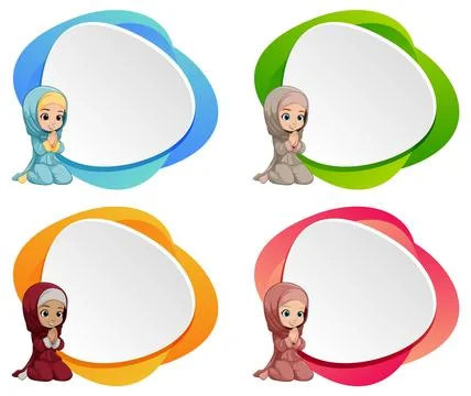 Colorful Frames with Cute Characters イラスト素材