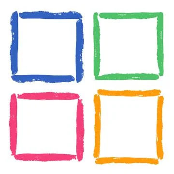 Colorful frames set. Funny bright hand drawing design element Stock Illustration