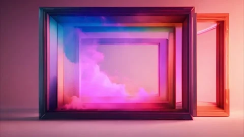 Colorful Frames With Smoke in a Studio Setting Stock Footage 284339089