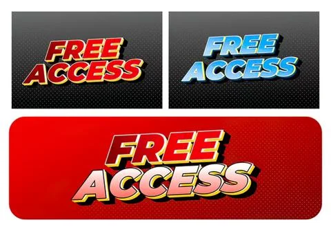 Colorful free access text in bold 3d style with background Stockillustratie