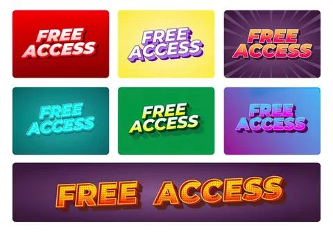 Colorful free access text in vibrant style on dark background Stock Illustration