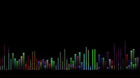 Colorful frequency waves isolated on plain black background Illustrazione stock