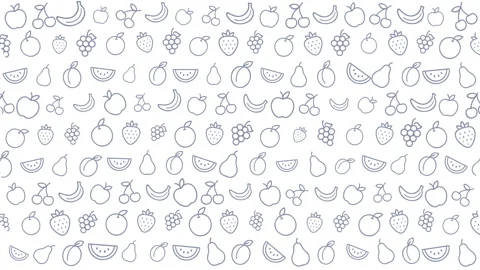 Colorful Fresh Fruit Pattern with Berries Watermelon Banana and Grape Stock Footage 320815512