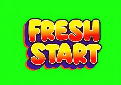 Colorful fresh start text on bright green background 스톡 일러스트
