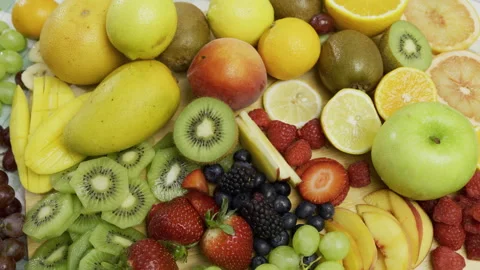 Colorful, fresh, various fruit - high shot Stock Footage 341194713
