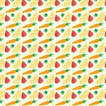 Colorful Fruit and Vegetable Pattern Stock Illustration