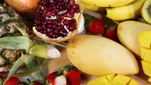 Colorful Fruit Arrangement on White Background Stock Footage 324788672