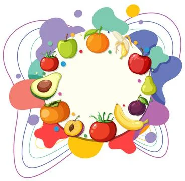 Colorful Fruit Border Circle Template for Banner Stock Illustration