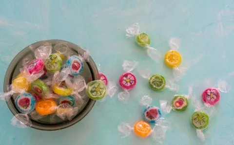 Colorful fruit candy sweets close up Stock Photos