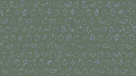 Colorful Fruit Pattern with Berries and Citrus Slices on Green Background Stock Footage 320815471