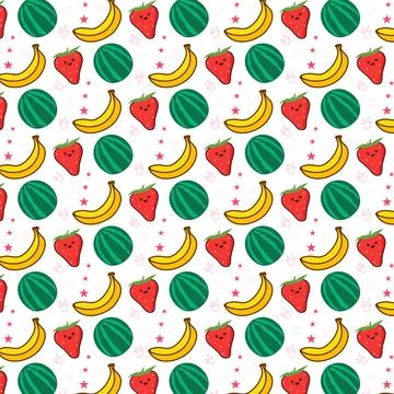 Colorful Fruit Pattern Design Stock Illustration