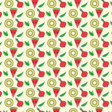 Colorful Fruit Pattern Design Stock Illustration