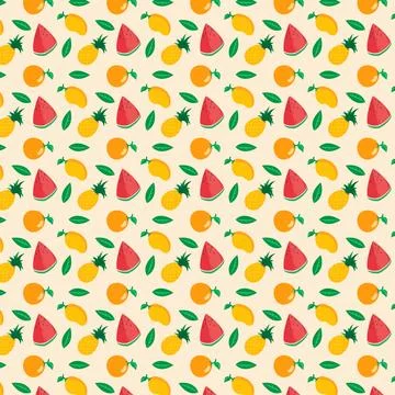 Colorful Fruit Pattern Design Stock Illustration