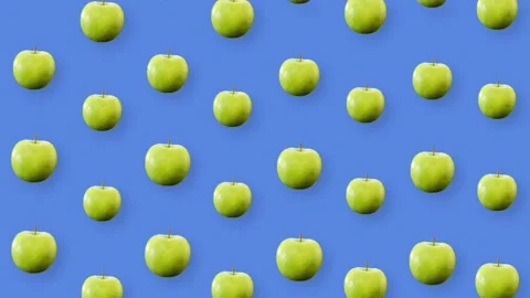 Colorful fruit pattern of fresh apples. Seamless pattern with apple. Realistic Stock Footage 167486435