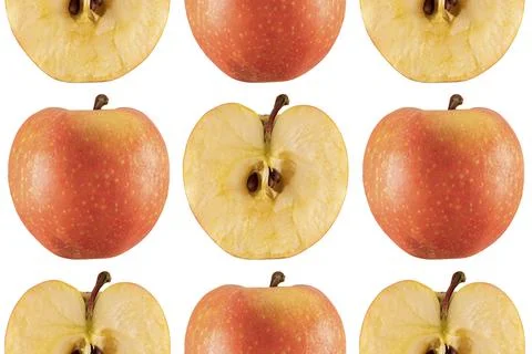 Colorful fruit pattern from fresh apples on a white background Illustrazione stock