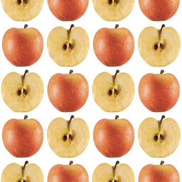 Colorful fruit pattern from fresh apples on a white background Illustrazione stock