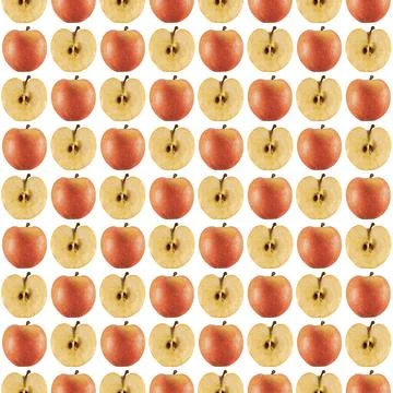 Colorful fruit pattern from fresh apples on a white background Illustrazione stock