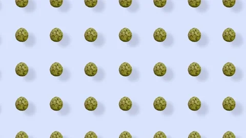 Colorful fruit pattern of fresh cherimoya. Seamless pattern with cherimoya Stock Footage 167486765