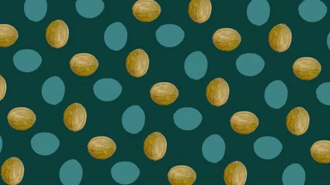 Colorful fruit pattern of fresh coconuts on green background. Seamless pattern Stock-Footage 167484941