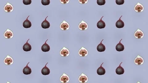 Colorful fruit pattern of fresh figs on purple background. Seamless pattern with Stock Footage 167475801